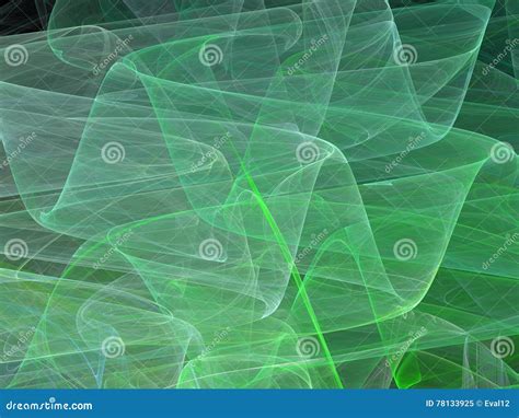 Green Abstract Fractal Curves With Transparent Waves Stock Image