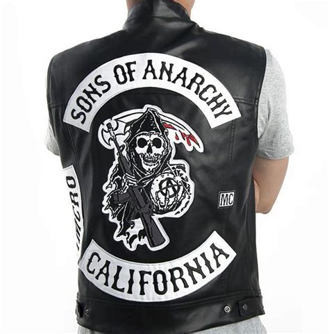 Punk Black Sons Of Anarchy Club Faux Leather Jacket Vest Leather