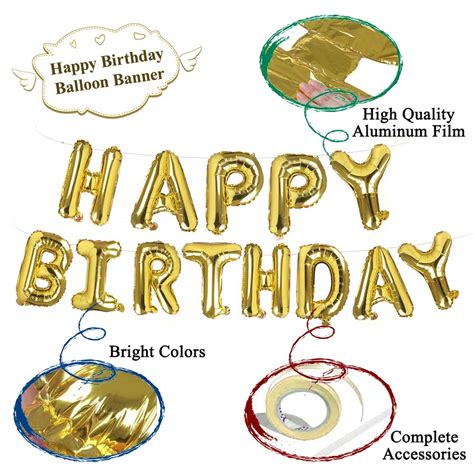 Buy Happy Birthday Balloons Banner Gold Self Inflating Happy Birthday