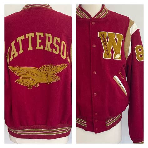 Vintage Letterman Varsity Jacket Bomber 80s Made In Usa Gold Football