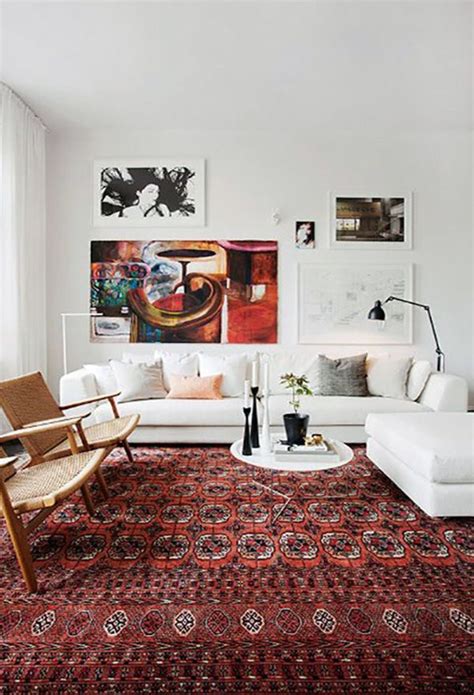 Geometrical Stylish Red Carpet Interior Design Living Room Warm Rugs