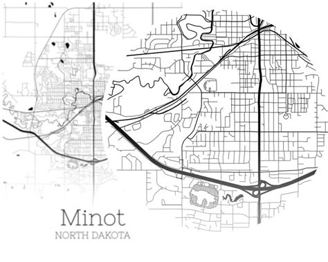 Minot Map Instant Download Minot North Dakota City Map Etsy
