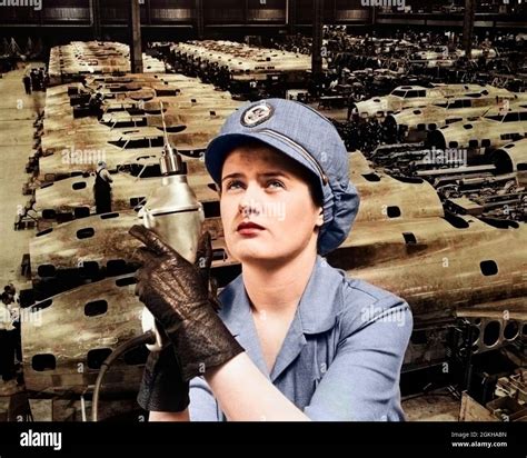 1940s Woman Rosie The Riveter Superimposed Over Airplanes In Factory 1940s Wartime Wwii I3963c