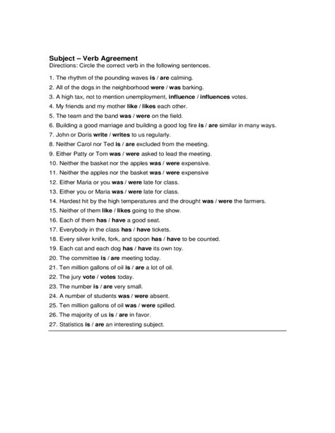 Subject and verb agreement quiz 1. Subject-Verb Agreement Quiz Sample Free Download