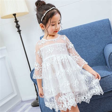 Summer Flower Girls Dress 2018 New Fashion Lace Children Princess Dress