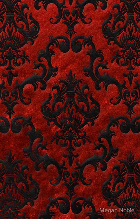 Red Velvet Damask By Megan Noble Velvet Wallpaper Red And Black
