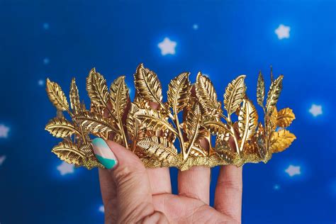 Wedding Leaves Crown For Bride Gold Leaf Laurel Tiara Baroque Etsy