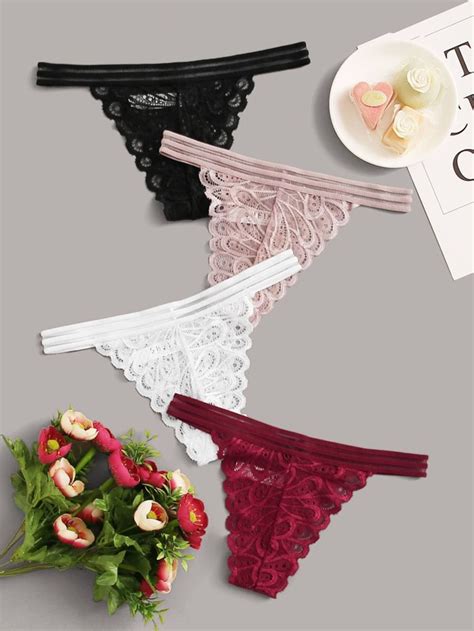 4pack Floral Lace Panty Set Shein Usa