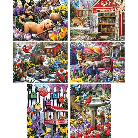 Set Of 6 Larry Jones 500 Piece Jigsaw Puzzles Bits And Pieces