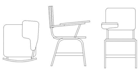 Student Chair All Sided Elevation Block Cad Drawing Details Dwg File
