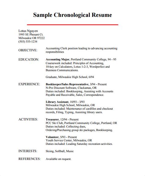 10 Chronological Resume Templates Samples Examples And Format Sample