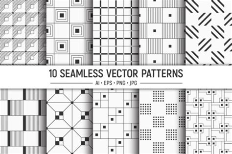 10 Seamless Hexagons Vector Patterns Gráfico Por Avk Graphics