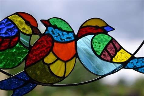 Birds On A Branch Suncatcher Stained Glass Window Hanging Etsy In