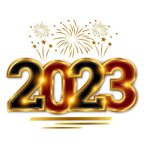 3d Luxury Shiny Golden 2023 With Gold Happy New Year Transparent