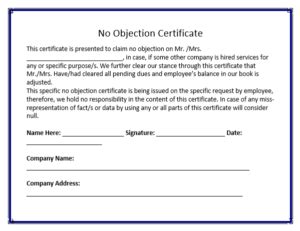 Medical certificate in the format available (it needs to be submitted at the time of original document verification) driving certificate from driving school/ institute (if any) 15 days: No Objection Certificate Template | Word, Excel & PDF ...
