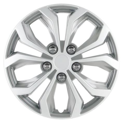 Pilot Silver And Black 16in Plastic Universal Wheel Cover 4 Piece