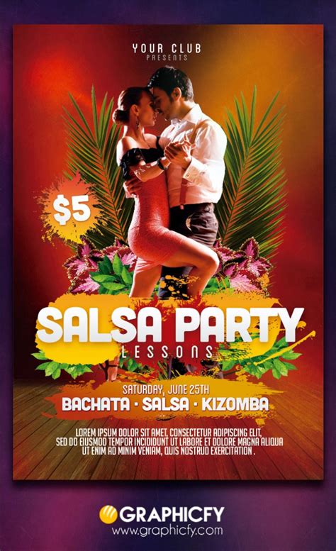 Salsa Flyer Template Psd Graphicfy Flyer Salsa Party Flyer Template