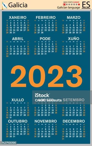 Ilustración De Calendario De Bolsillo Vertical Gallego Para 2023 La