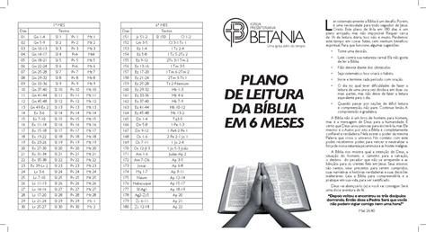 Plano De Leitura Da BÍblia Em 6 Meses