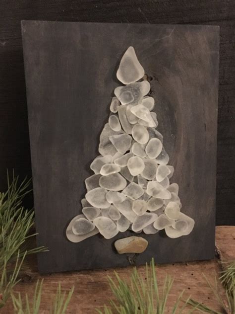 8” X 9 1 2” White Glass Tree On Salvage Wood With Hook On Back For Hanging Can Also Sit In