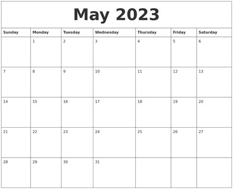 May 2023 Calendar Templates Free