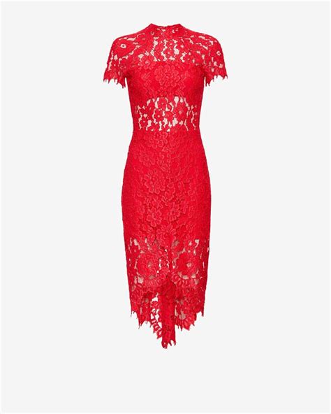Lyst Alexis Elsen Lace Dress Red In Red