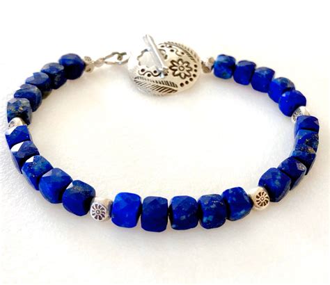 Lapis Lazuli Karen Hill Tribe Bracelet Thai Fine Silver Blue Etsy