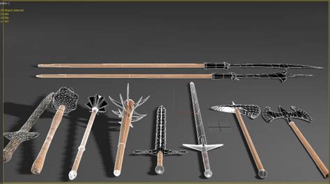 Melee Weapons - 10 models for games | Props for Poser and Daz Studio