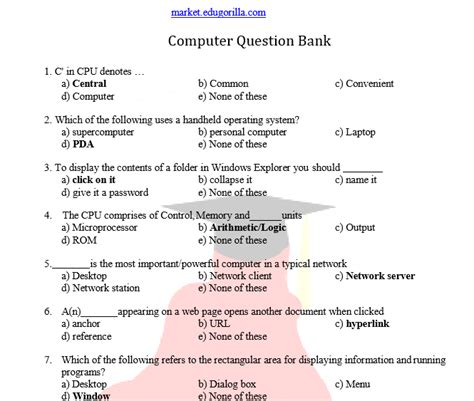 Computer Question And Answer Pdf Free Download Edugorilla Study Material