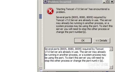 Several Ports 8005 8080 8009 Required By Tomcat V70 Server At
