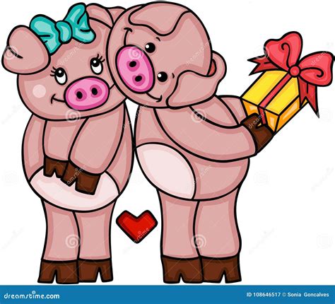 Couple Of Pigs Cartoons Design Vector Illustration