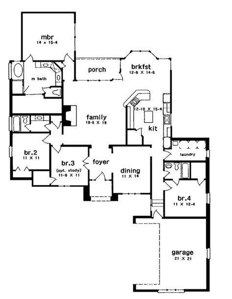 House Plan 97502 One Story Style With 2300 Sq Ft 4 Bed 3 Bath