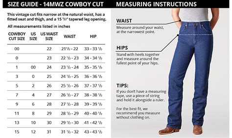 descubrir 84 imagen size chart for wrangler jeans ecover mx