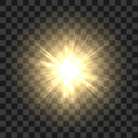 Realistic Sun Rays Glow Abstract Sunshine Light Effects On Transparen