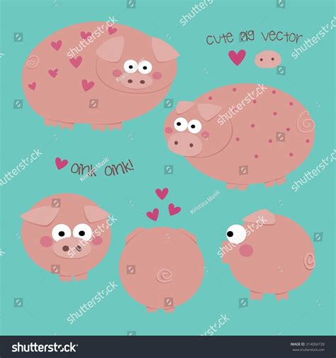 Set Cute Pigs Vector Illustration Stock Vector Royalty Free 314004728