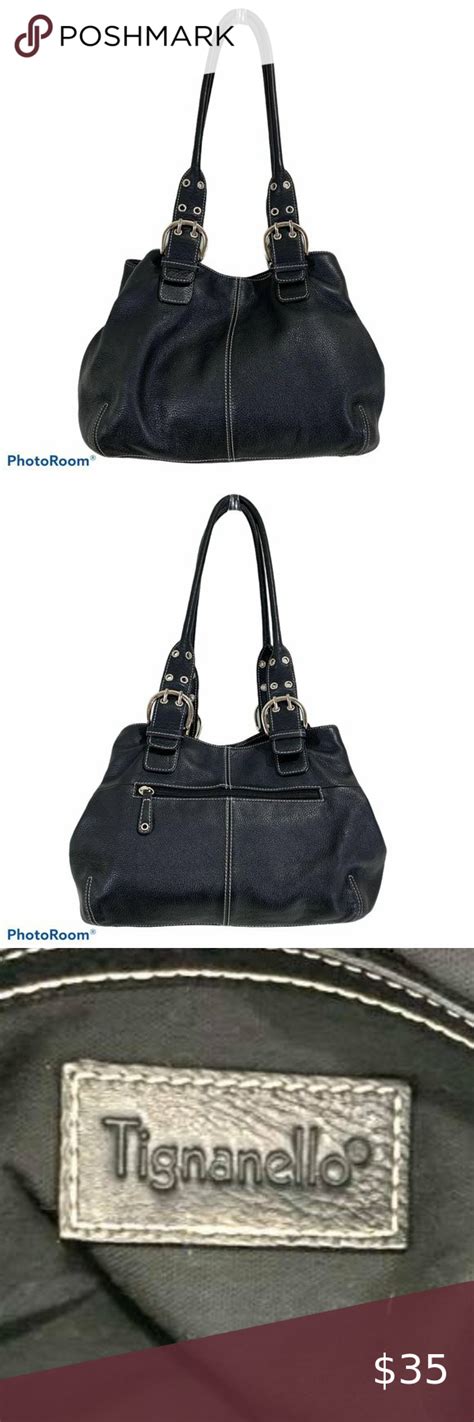 Tignanello Italian Leather Black Medium Handbag Medium Handbags