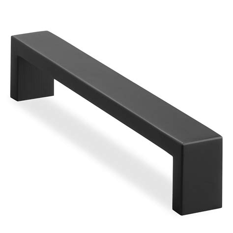 Cauldham Solid Stainless Steel Cabinet Hardware Square Pull Matte Black