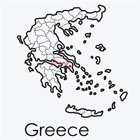 Greece Map Freehand Drawing On White Background Free Vector Colorear