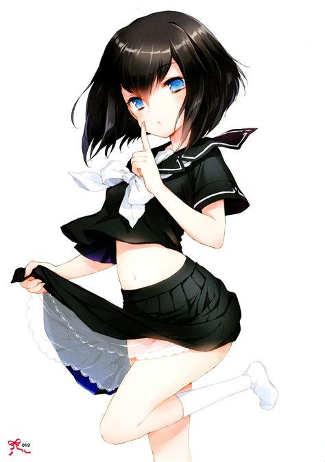 Safebooru Girl Absurdres Bangs Black Hair Black Sailor Collar Black Serafuku Black Shirt