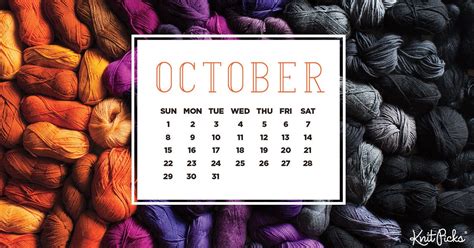 Free Downloadable October Calendar From Knit Picks October Calendar