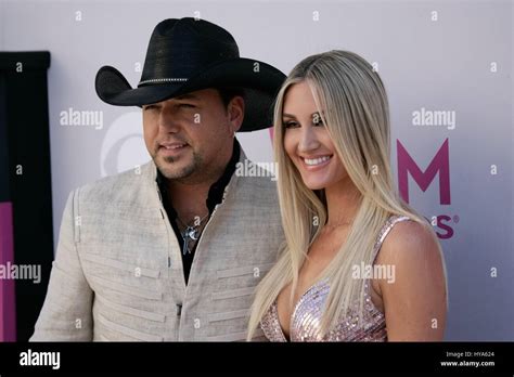 las vegas nv usa 2nd apr 2017 jason aldean brittany kerr at arrivals for 52nd academy of