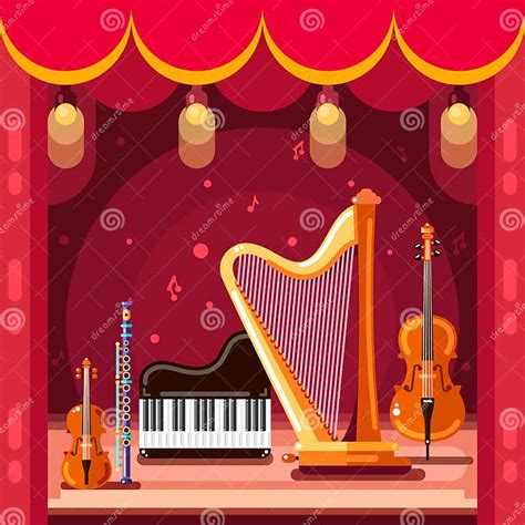 Theatre And Classical Music Concert Stage Vector Flat Illustration