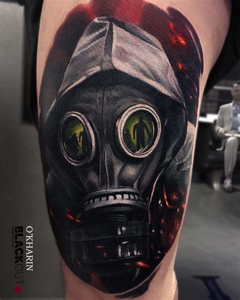 From explosive fallout to fumes in the air, there's plenty to admire. 10 Intimidating Gas Mask Tattoo Designs