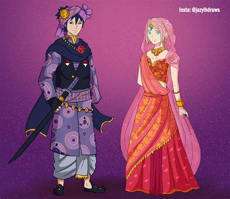 Sasuke And Sakura In Indian Wedding Attire Naruto Fan Art Sakura And
