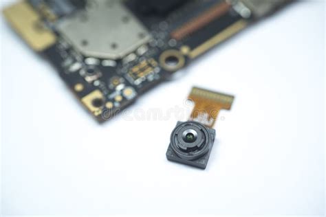 Electronic Part Of Camera Mobile Lens And Circuit Board Stock Image