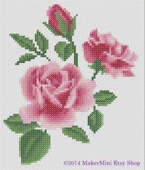 3 Pink Roses Cross Stitch Pattern Etsy Uk