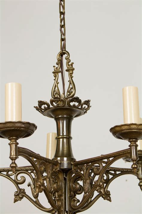 Five Light Antique Brass Tudor Chandelier Appleton Antique Lighting