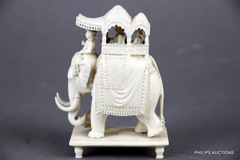 Vintage Indian Ivory Elephant With Howdah Ivory Oriental