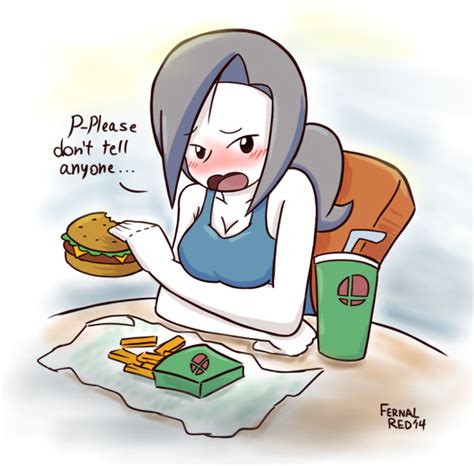 Aw Look At Her She Is Embarrassed That She Is Eating Junk Food Naughty Wii Fit Trainer By