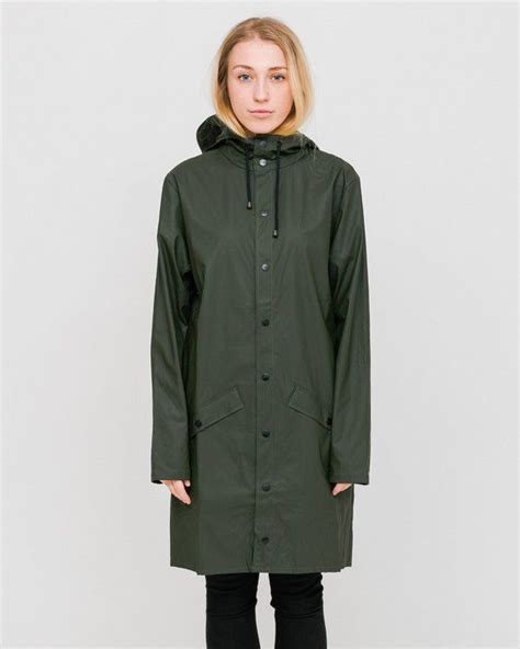 Unisex Rains Long Jacket Raincoat Green On Garmentory In 2020 Rains